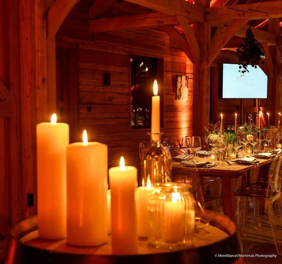 candles in wedding venue