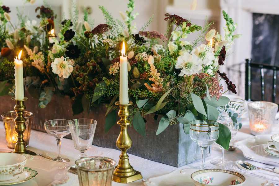 table set-up with candles and flowers